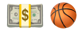 money and basketball emojis