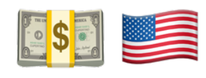 money and flag emojis